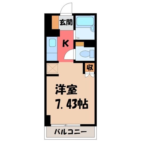 宇都宮駅 徒歩39分 4階の物件間取画像